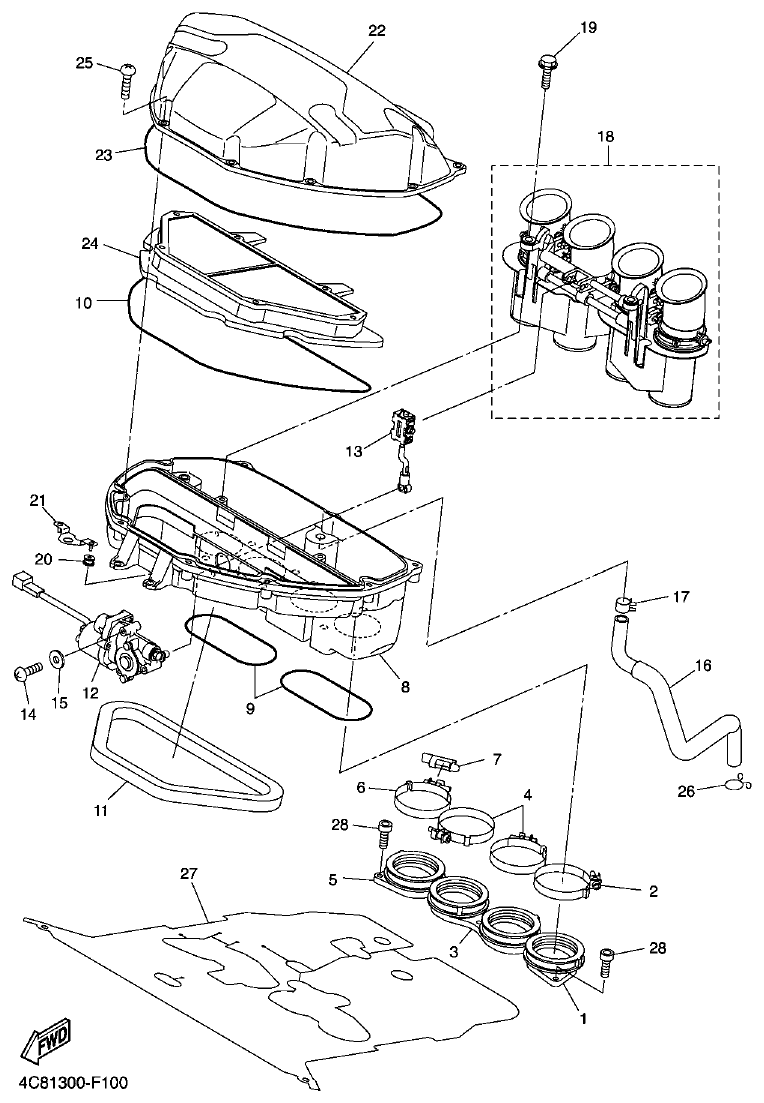 Yamaha R1 2008 INTAKE parts diagram